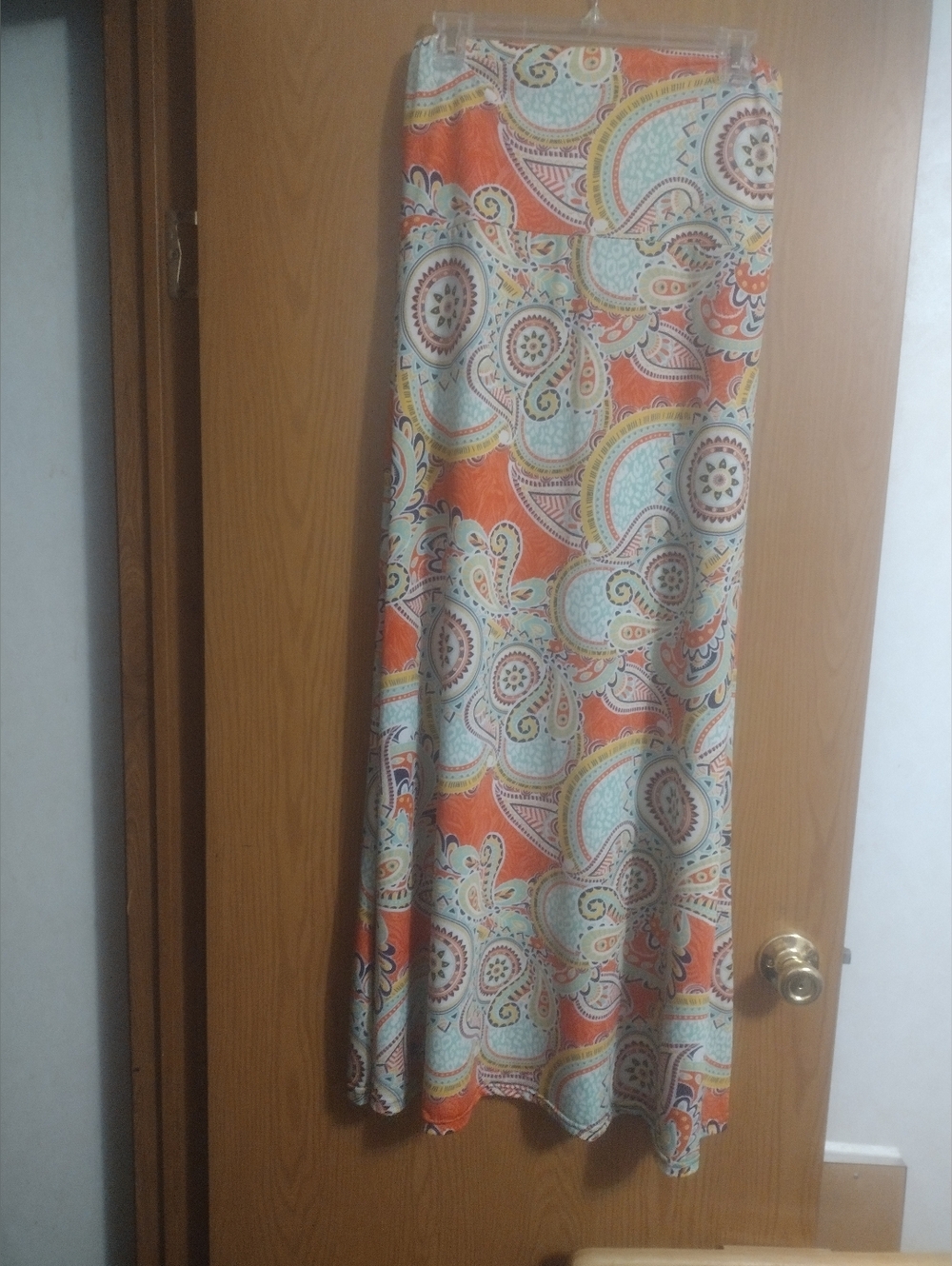 Women’s Paisley Maxi Skirt/Dress in Orange and Mint